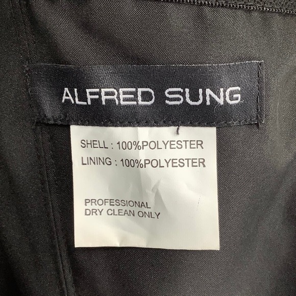 NEW! Alfred Sung Size 2 Strapless Sweetheart Stripe Dress Gown $242 msrp I24-8 - Picture 5 of 11